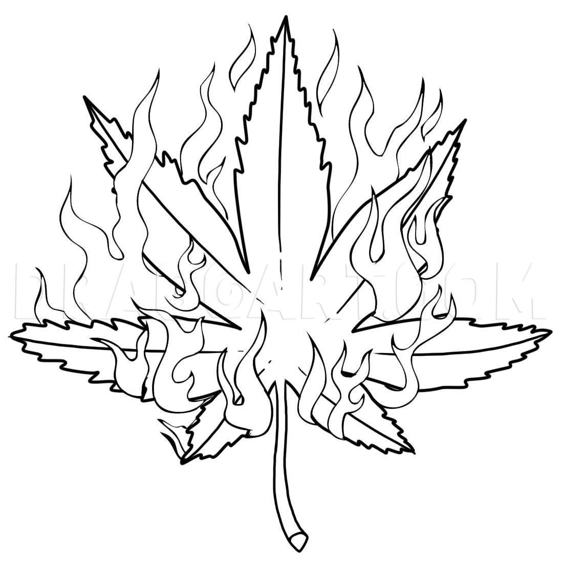 How To Draw A Pot Leaf, Step by Step, Drawing Guide, by Dawn DragoArt