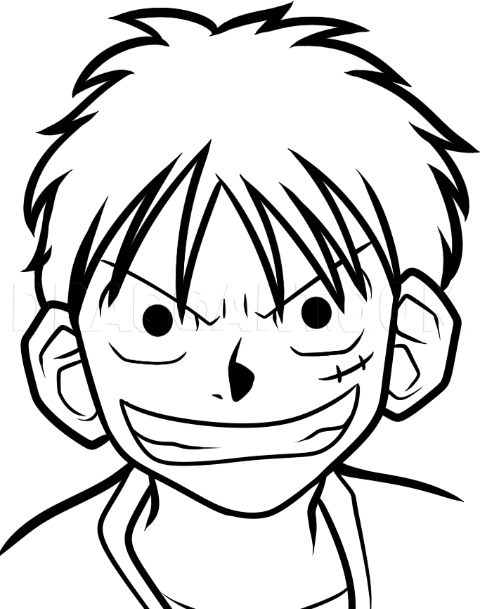 How to draw LUFFY (One Piece) step by step, EASY 