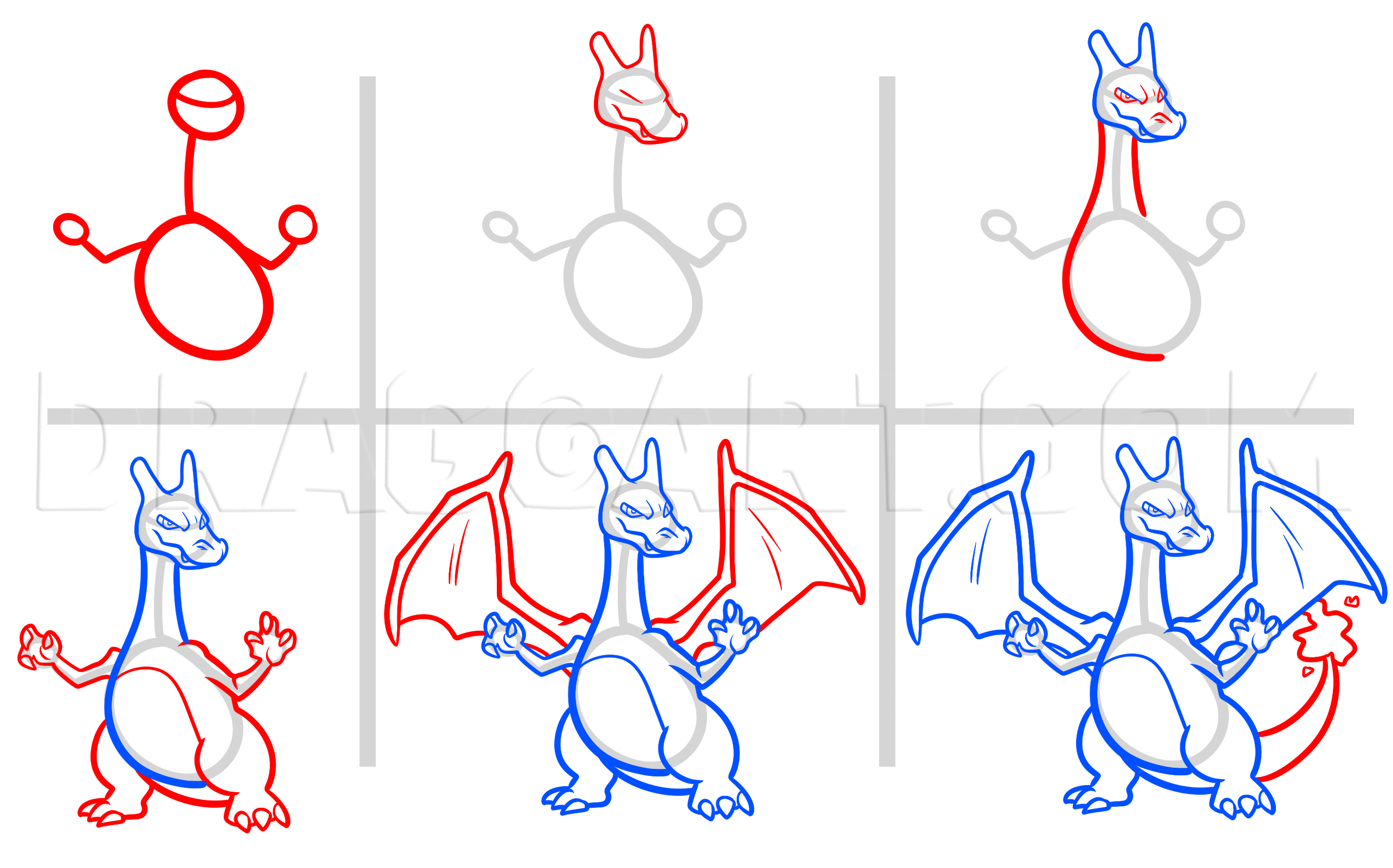 charizard drawing step step