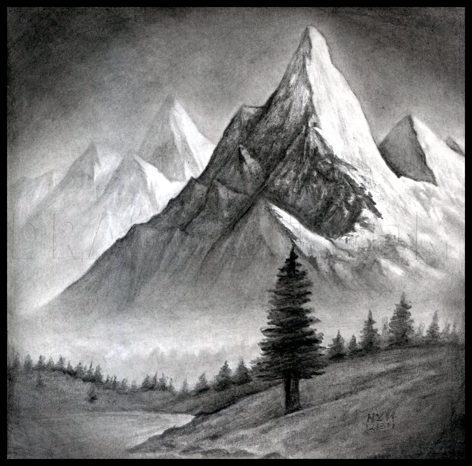 mountain landscape drawings