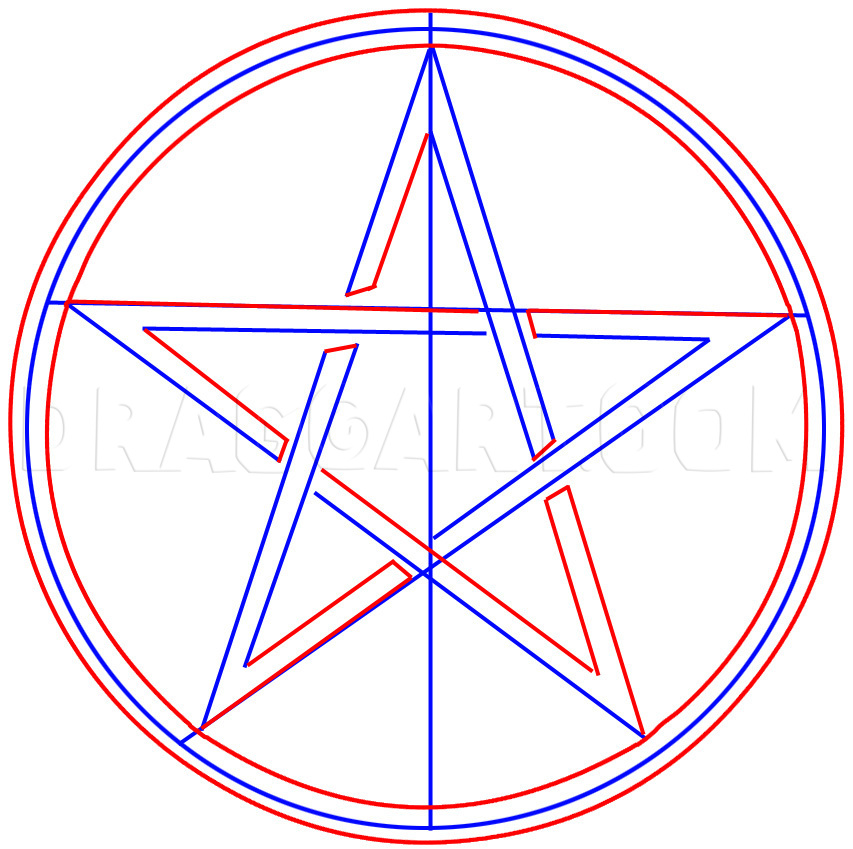 How To Draw A Pentagram, Step by Step, Drawing Guide, by Dawn DragoArt