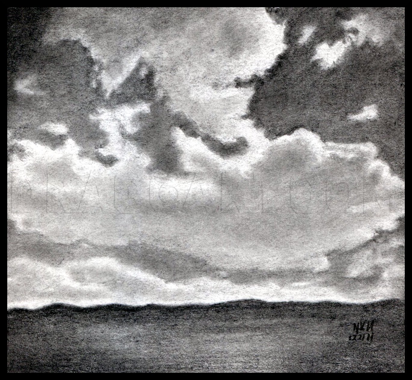 drawing clouds with pencil