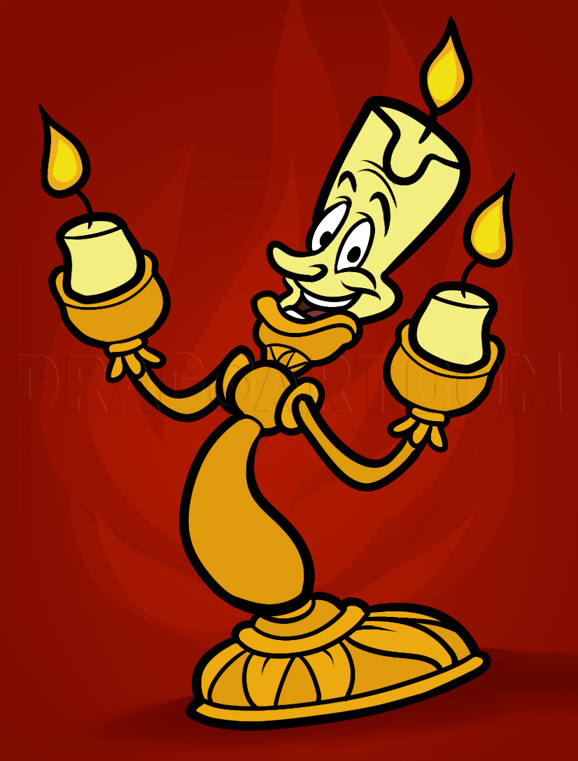 How To Draw Lumiere Beauty And The Beast Lumiere Step By Step Drawing Guide By Dawn Dragoart Com