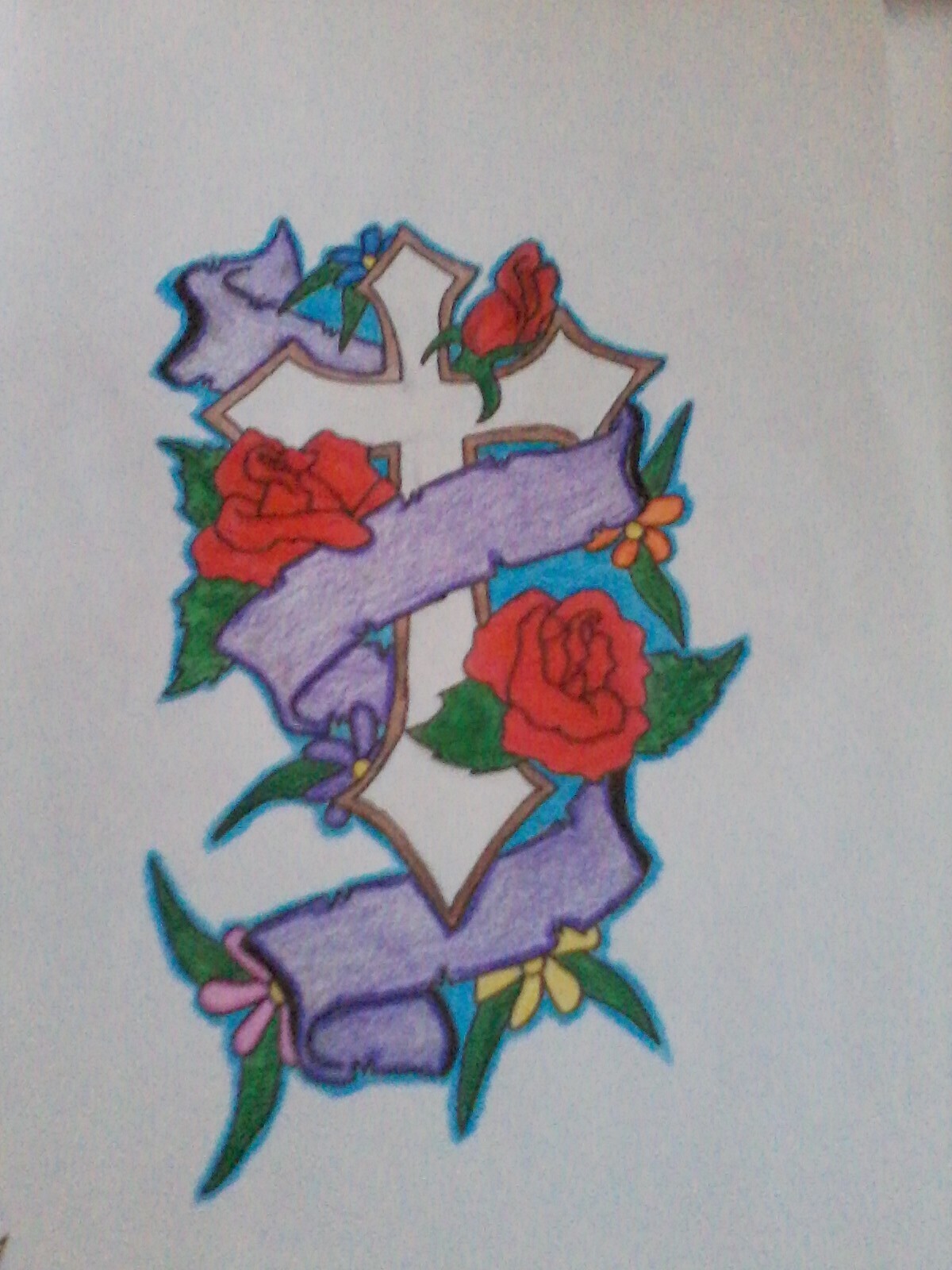 Cross With Banner Drawings