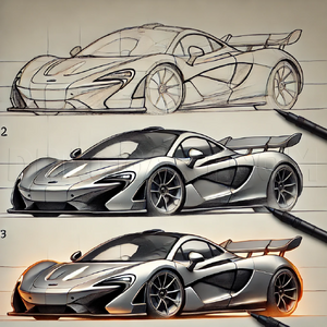 McLaren W1 Drawing, A Sketchy Speed Demon in Cartoon Form