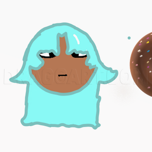 Chill Blue-Haired Cutie & Floating Donut Doodle