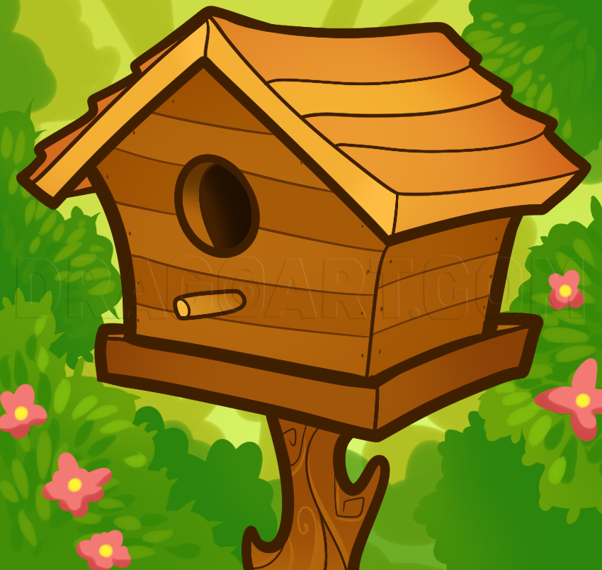 How To Draw A Birdhouse, Step by Step, Drawing Guide, by Dawn DragoArt