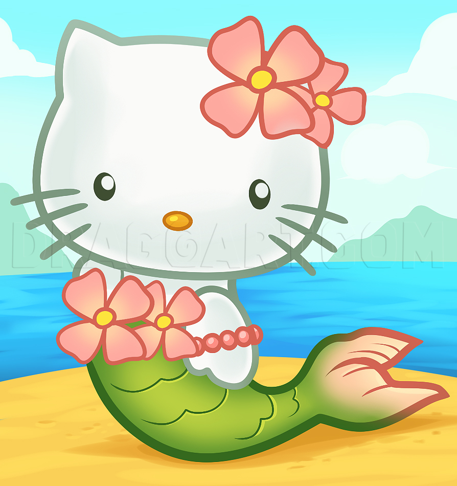 How To Draw Mermaid Hello Kitty, Step by Step, Drawing Guide, by Dawn -  DragoArt