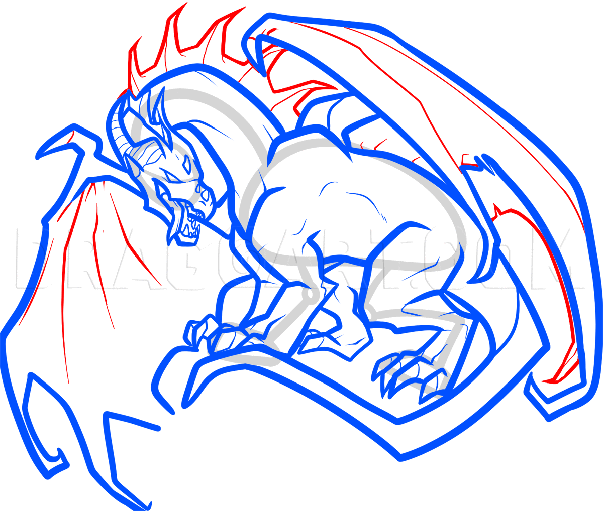 how to draw a dragon head breathing fire easy