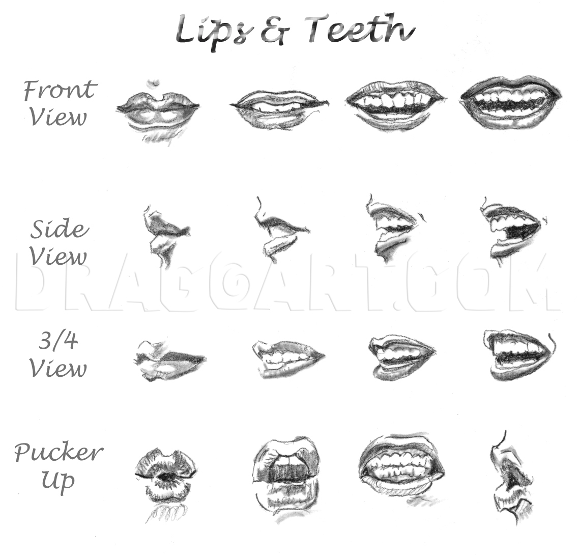 how to draw a realistic mouth with teeth