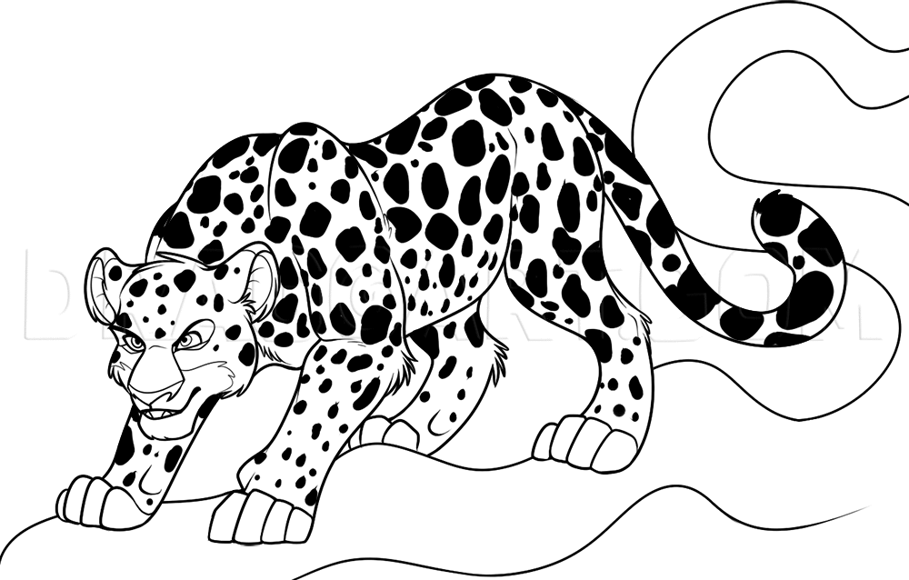 How To Draw A Cartoon Jaguar, Step by Step, Drawing Guide, by Dawn