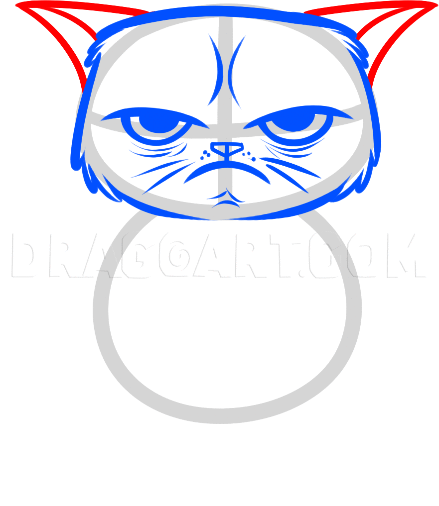 Easy How to Draw Grumpy Cat Tutorial, Grumpy Cat Coloring Page