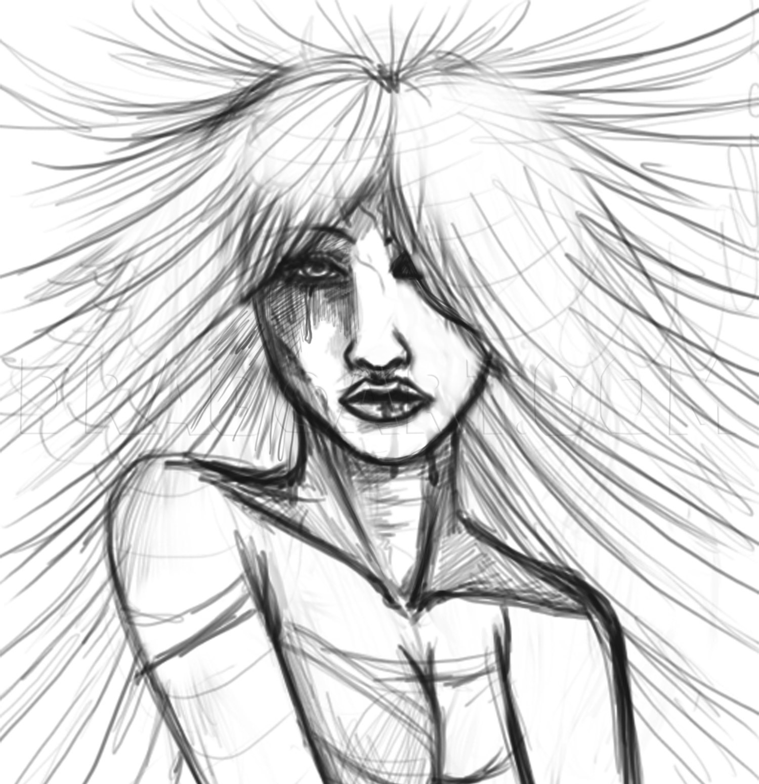 Masseu Learns To Sketch: Sad girl sketch: Expression