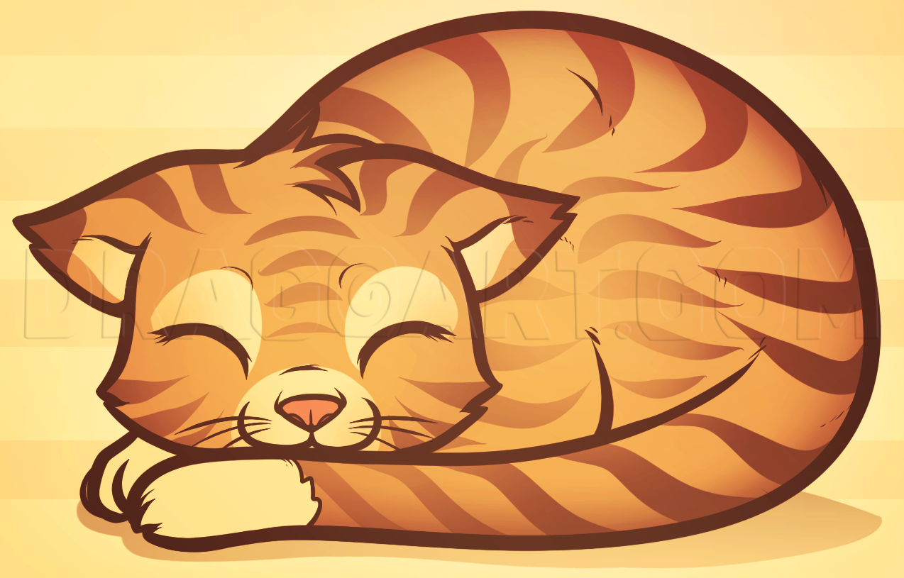 Cartoon Cat Laying Down Drawing - Dezoito Wallpaper