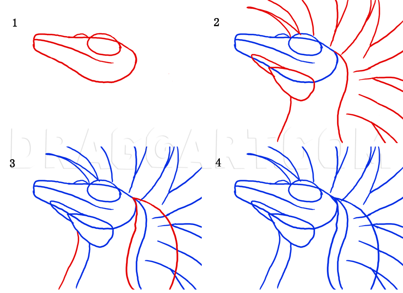 How To Draw An Anime Dragon, Step by Step, Drawing Guide, by