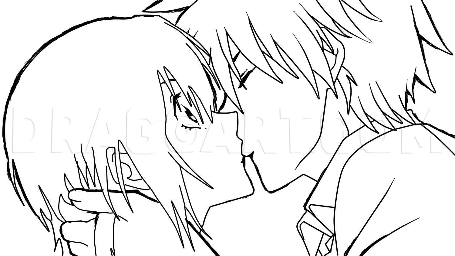 How To Sketch An Anime Kiss, Step by Step, Drawing Guide, by catlucker