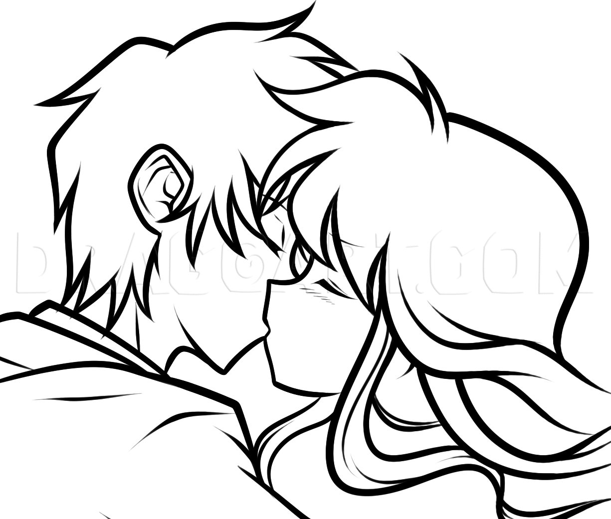 How To Draw A Valentines Couple Anime Kiss By Dawn Dragoart Com