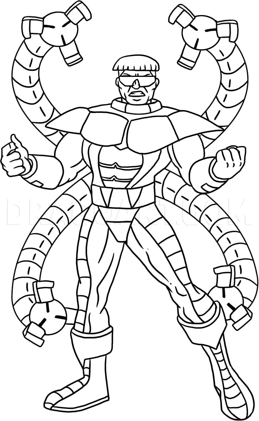 How To Draw Doctor Octopus, Step by Step, Drawing Guide, by Dawn DragoArt