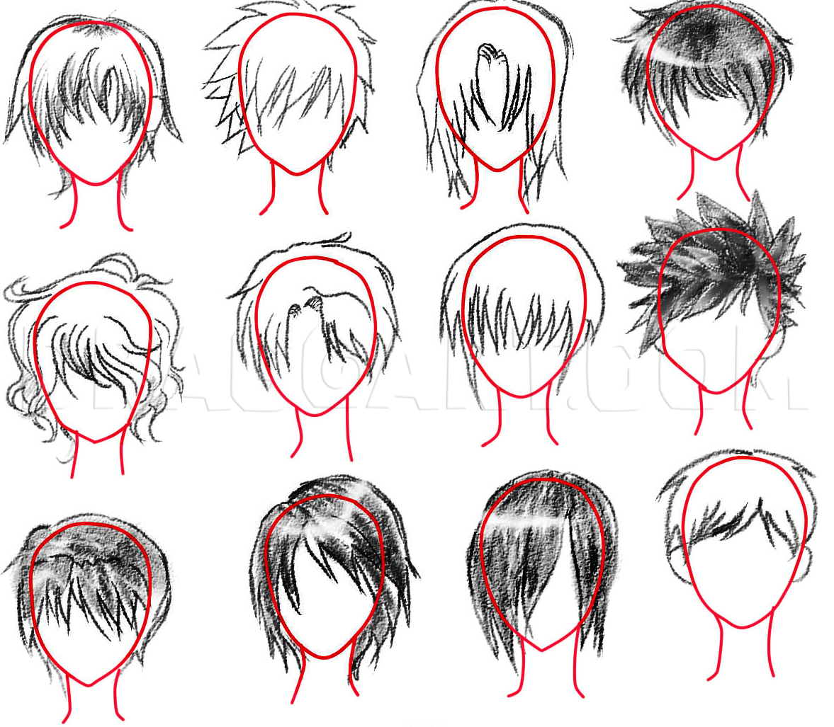 How To Draw Anime Boys Hair Step By Step!