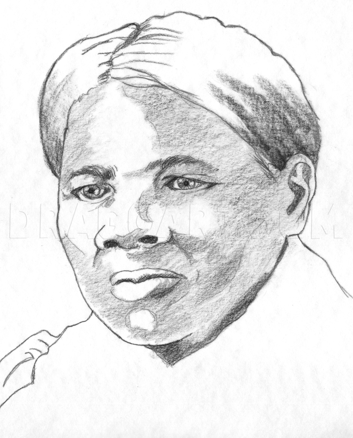 How to Draw Harriet Tubman, Harriet Tubman, Coloring Page, Trace Drawing