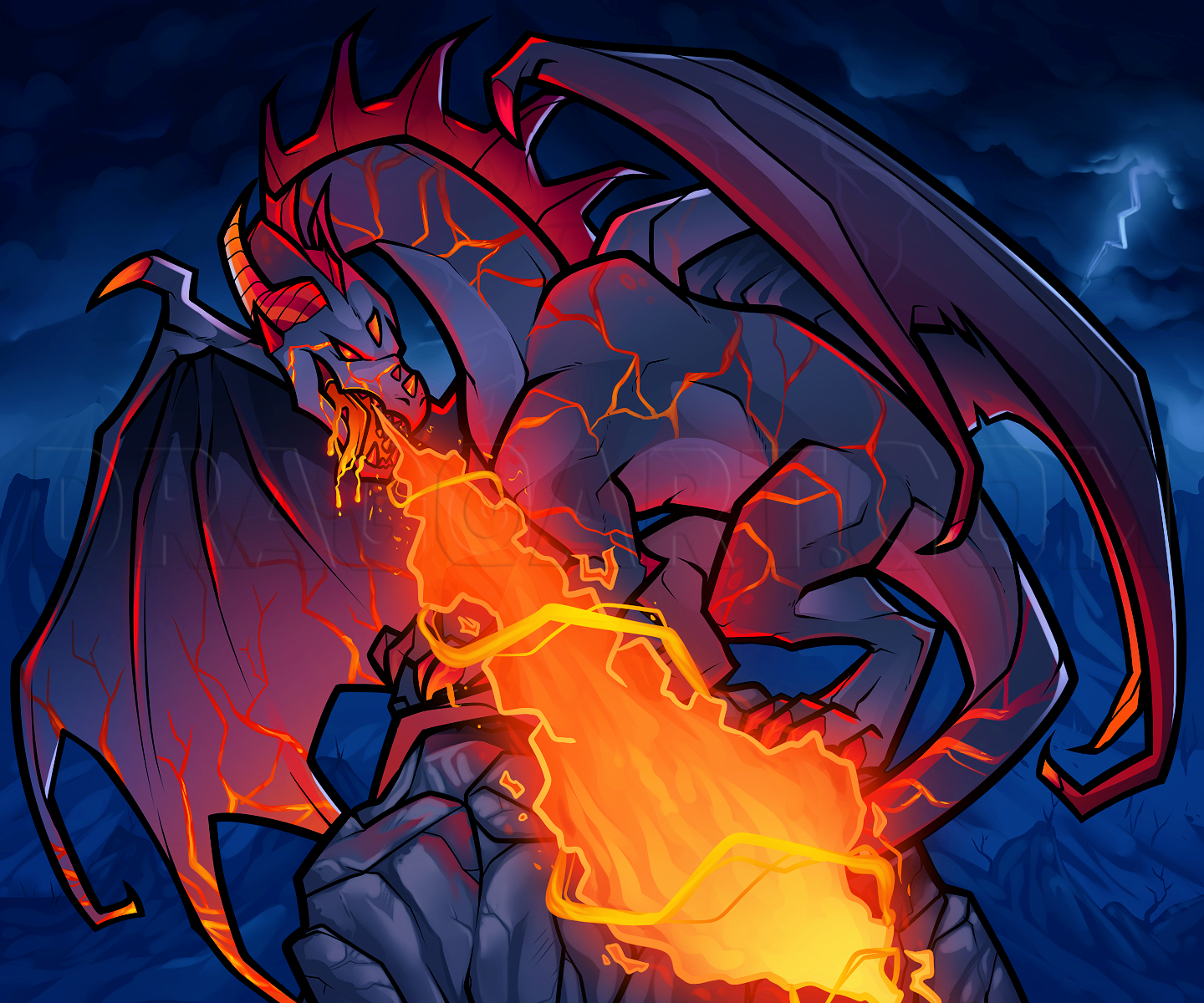 cool fire dragon drawing