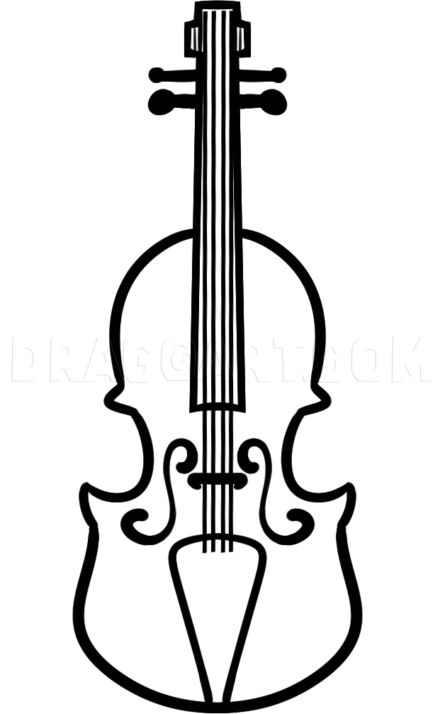 how to draw a cartoon violin