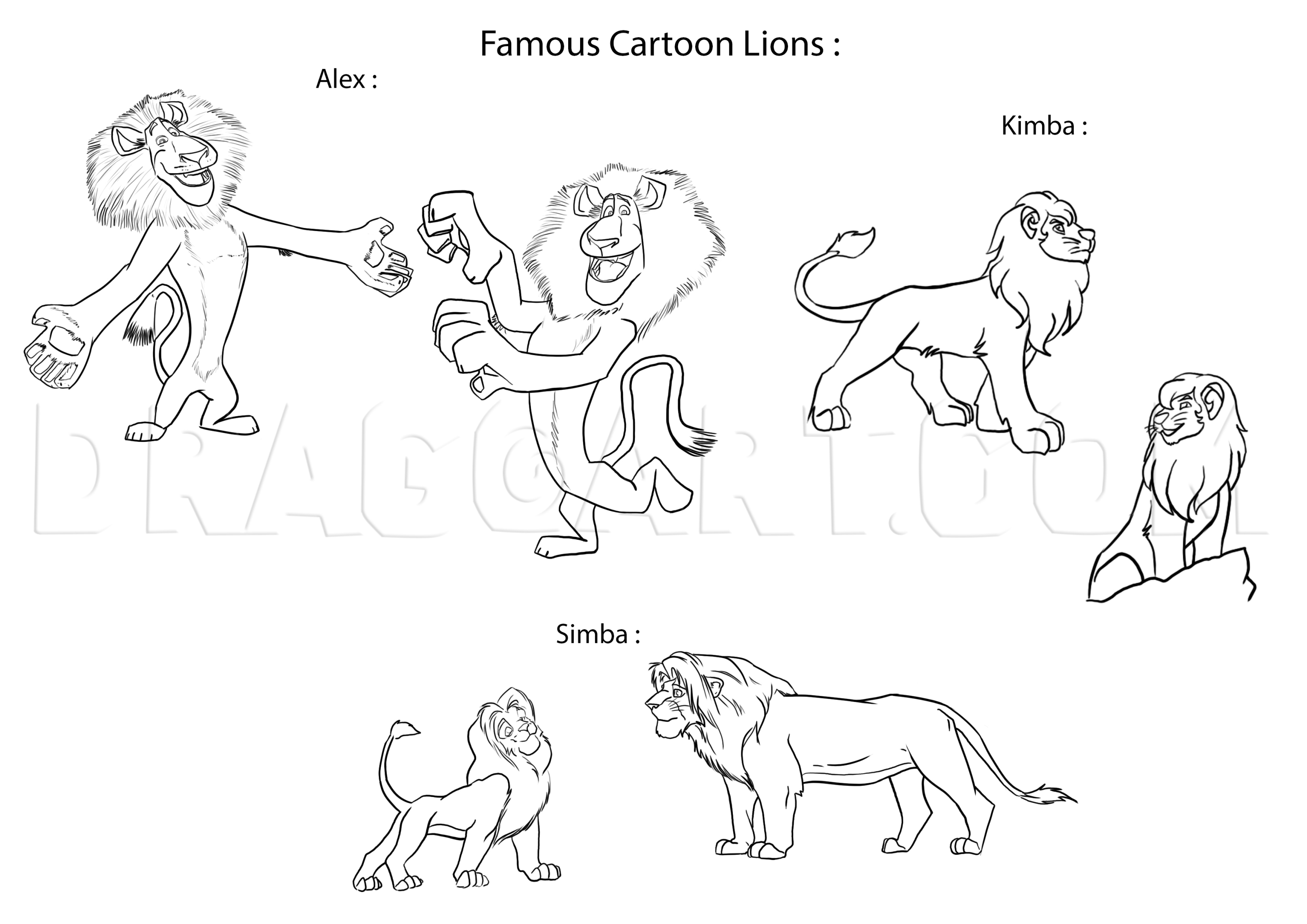 how to draw a cartoon lion