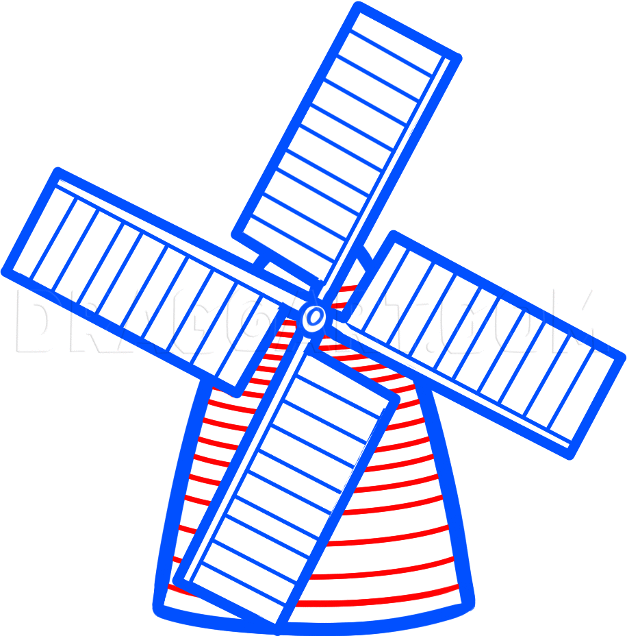 How To Draw A Windmill Easy, Step by Step, Drawing Guide, by Dawn