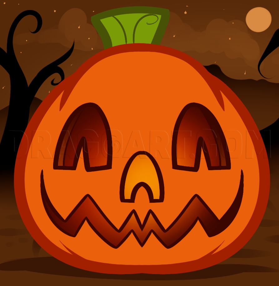 How To Draw A Jack O Lantern For Kids, Step by Step, Drawing Guide, by