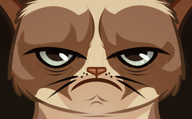 Easy How to Draw Grumpy Cat Tutorial, Grumpy Cat Coloring Page