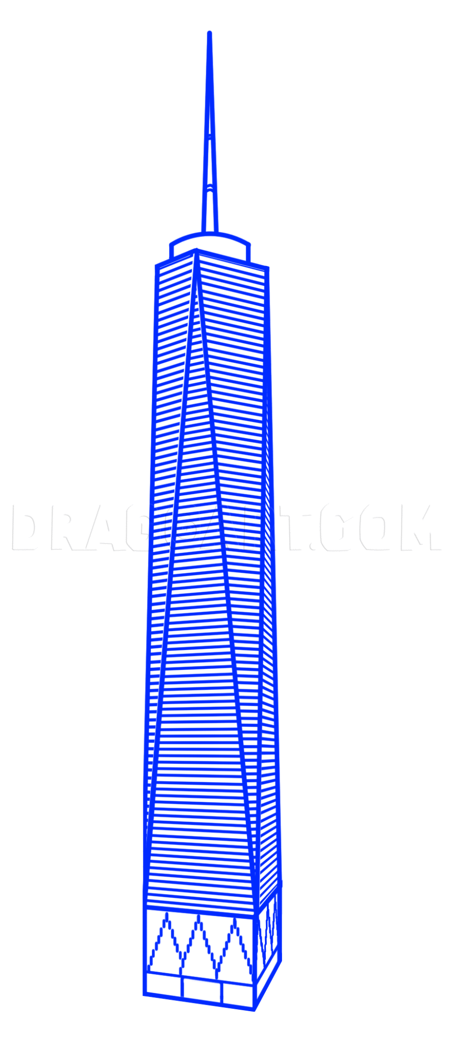 How To Draw The Freedom Tower, One World Trade Center, Step by Step