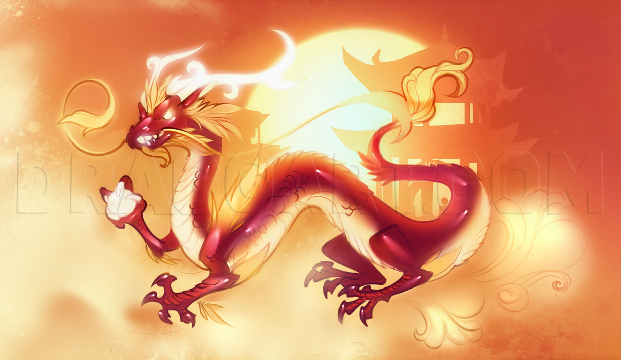 How To Draw A Chinese Dragon Easy, Step by Step, Drawing Guide, by