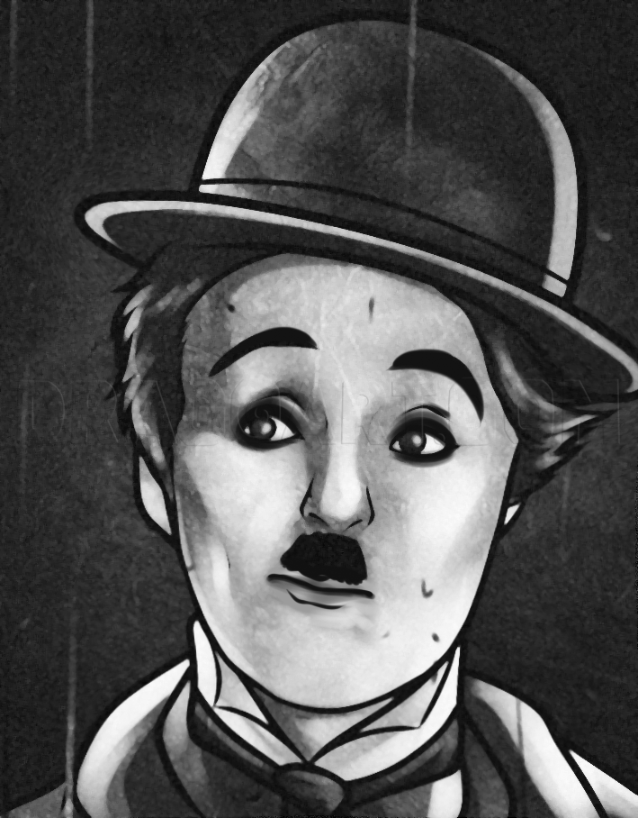 How To Draw Charlie Chaplin, Step by Step, Drawing Guide, by Dawn