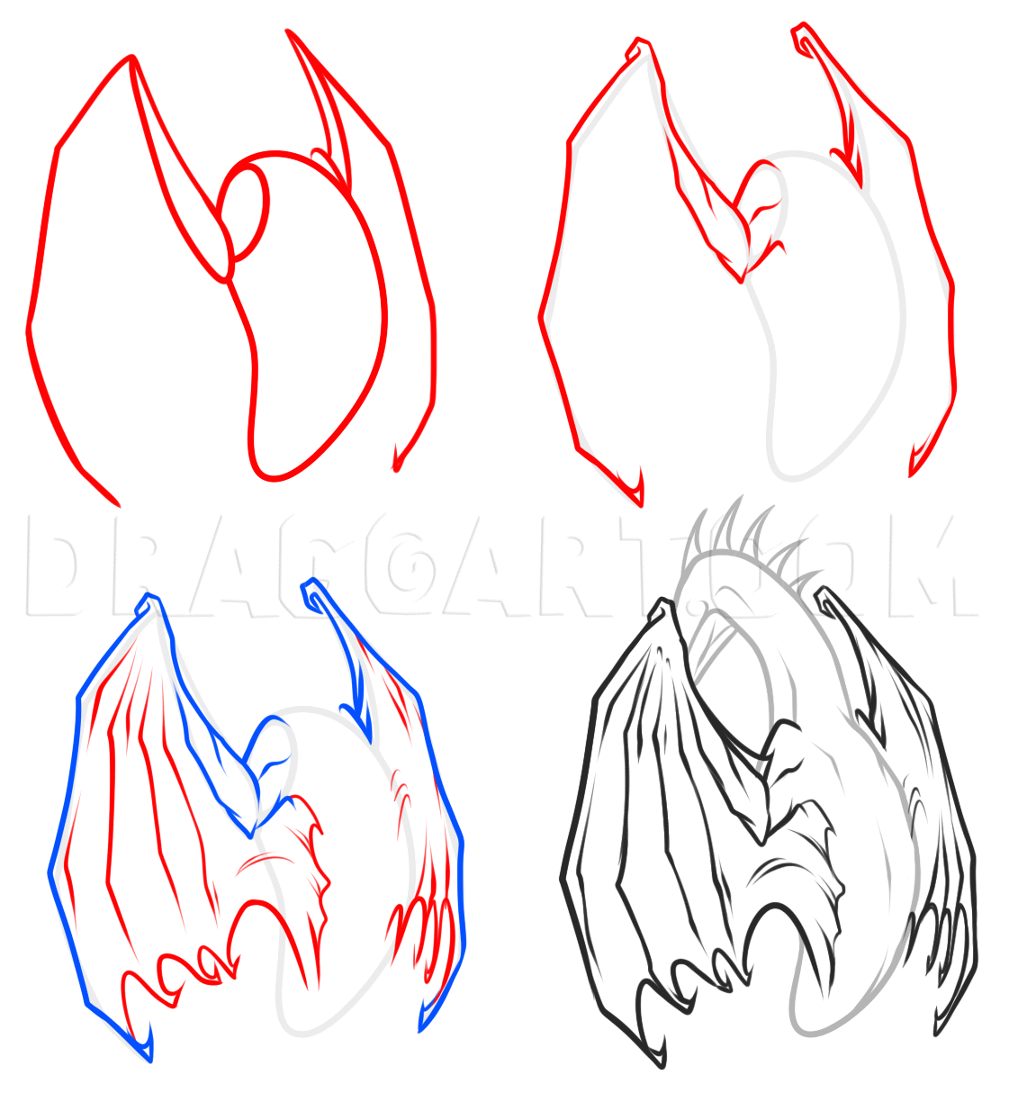 How To Draw Dragon Wings Step by Step Drawing Guide by Dawn