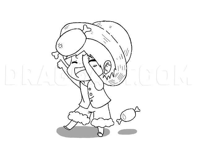 How To Draw A Chibi Luffy From One Piece Step By Step Drawing Guide By Ruby X Dragoart Com