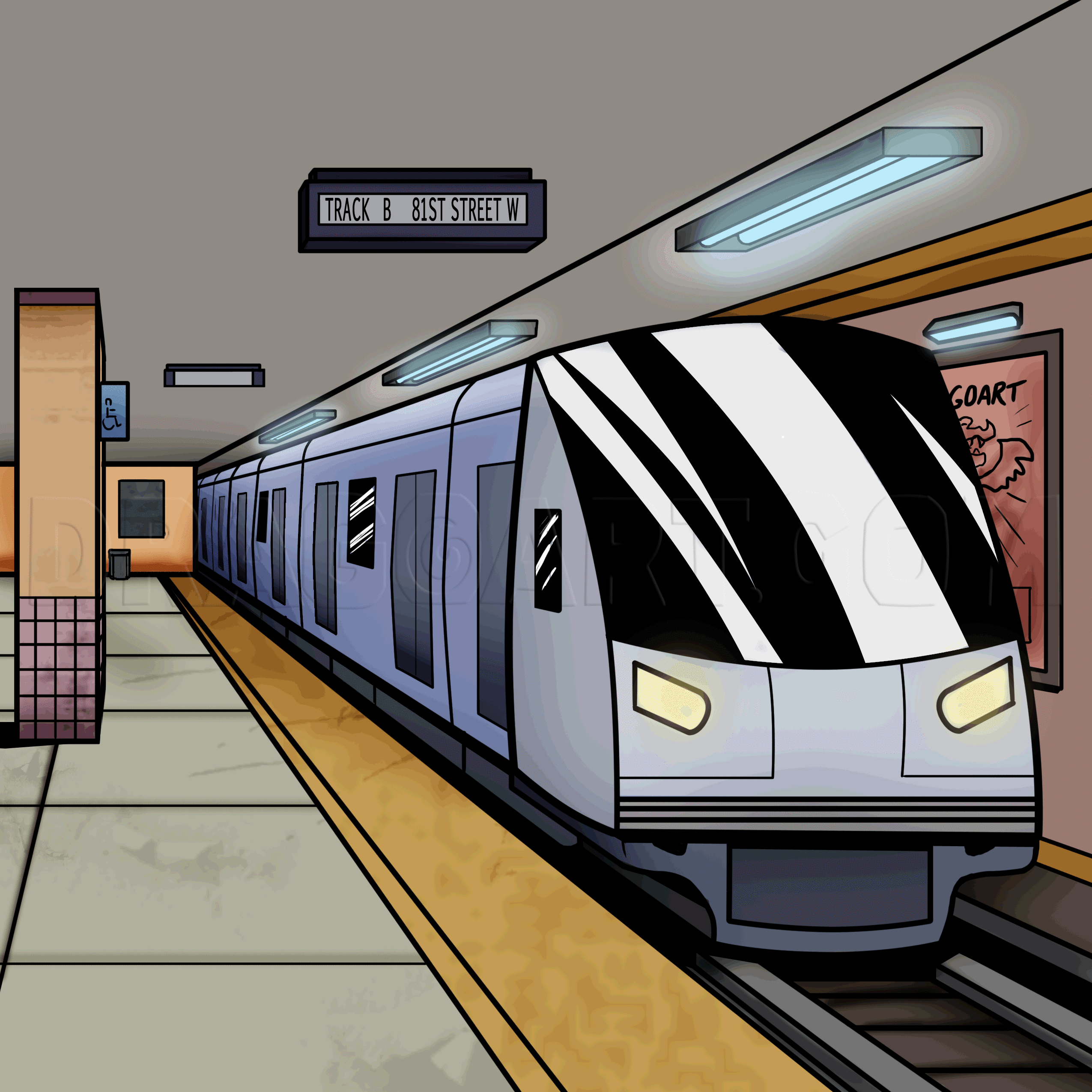 how to draw a subway train