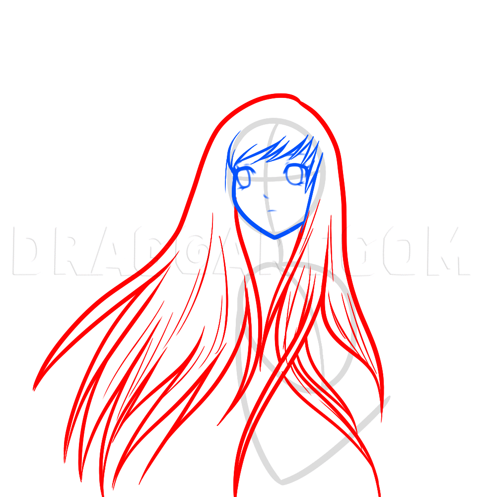 anime girl with straight hair drawing