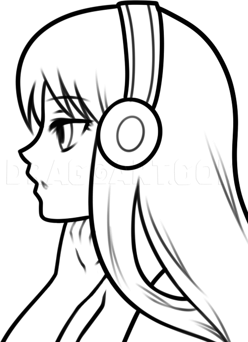 anime music girl headphones