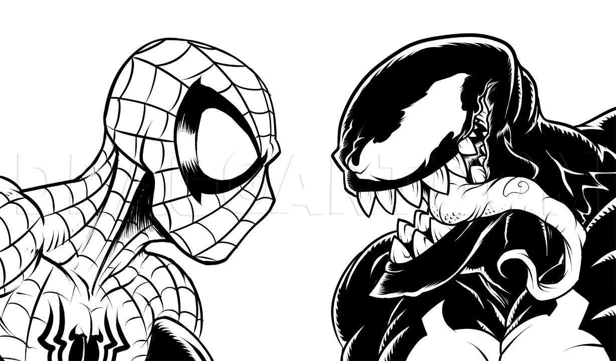 Venom And Spiderman Drawing Venom And Spiderman Drawing