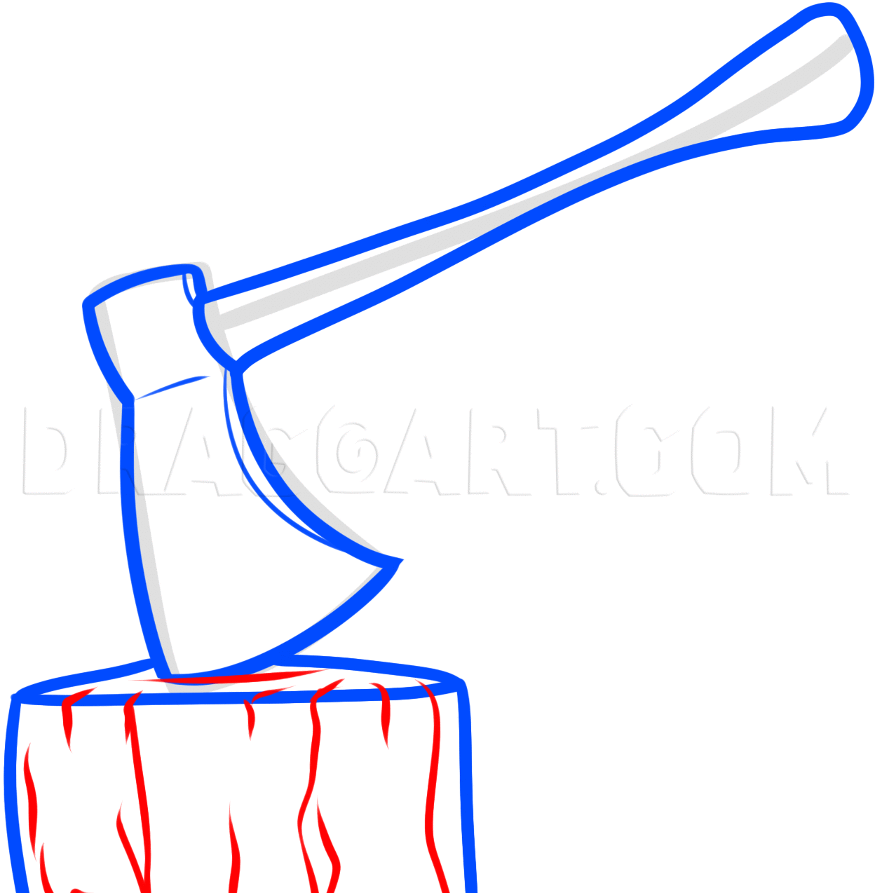 How to Draw an Axe, Coloring Page, Trace Drawing