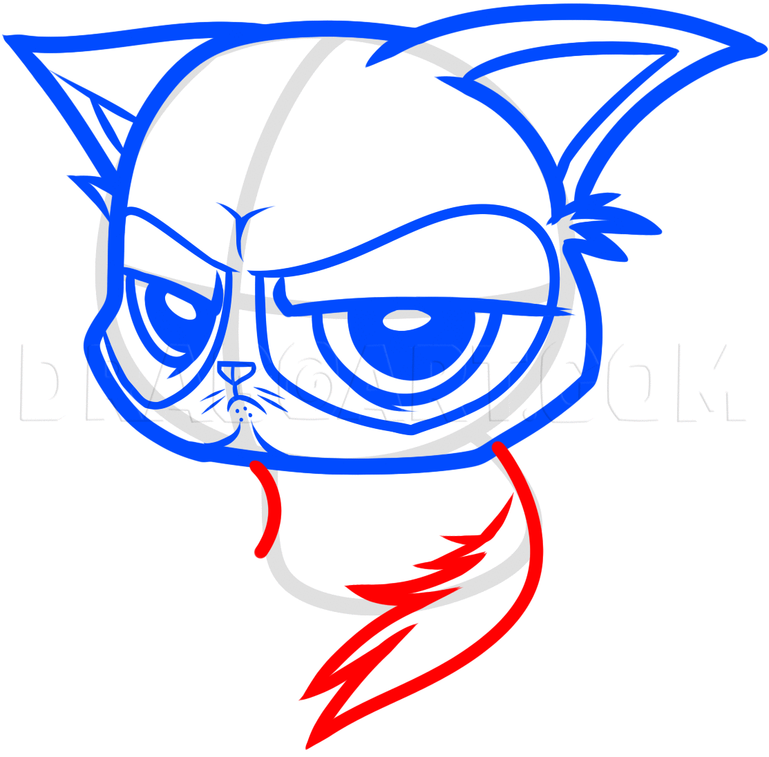 How to draw Angry Cat Face 