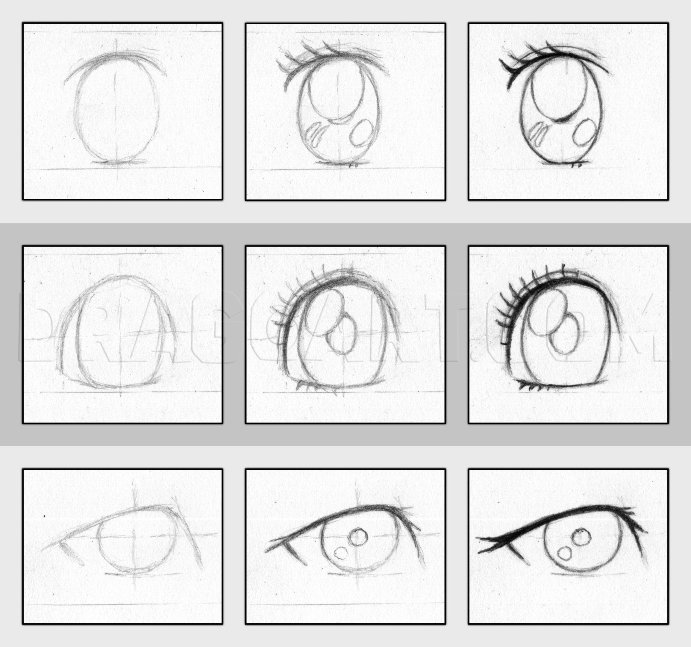 how to draw japanese anime eyes step by step