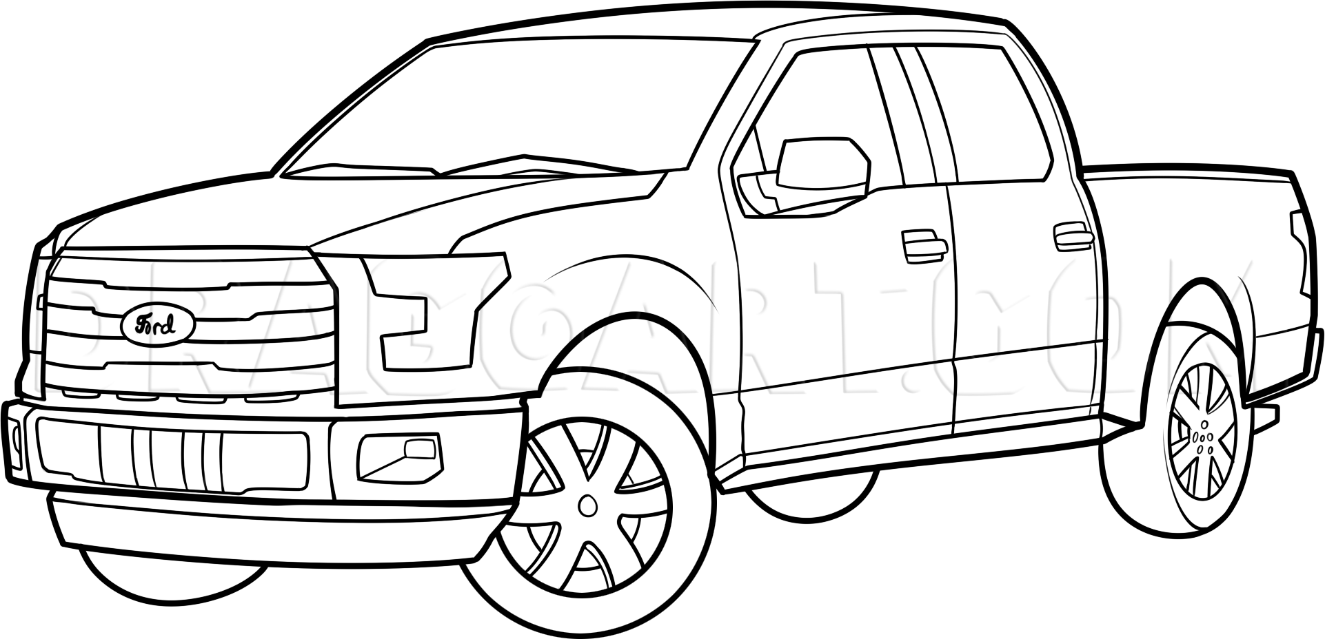 How To Draw An F 150 Ford Pickup Truck Coloring Page Trace Drawing