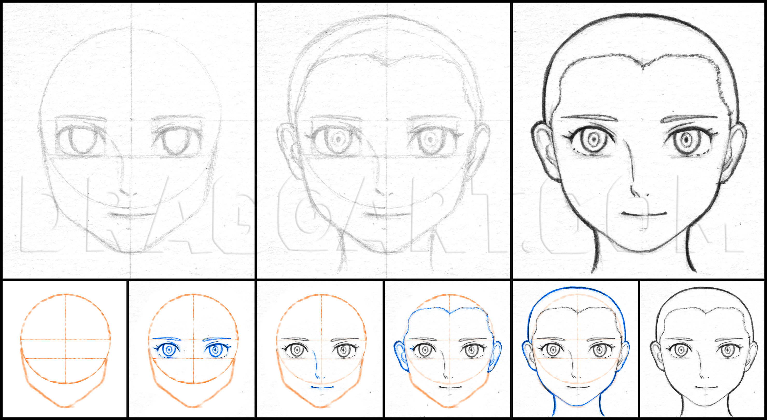 How To Draw Anime Faces Step By Step / Step By Step Drawing Anime Faces