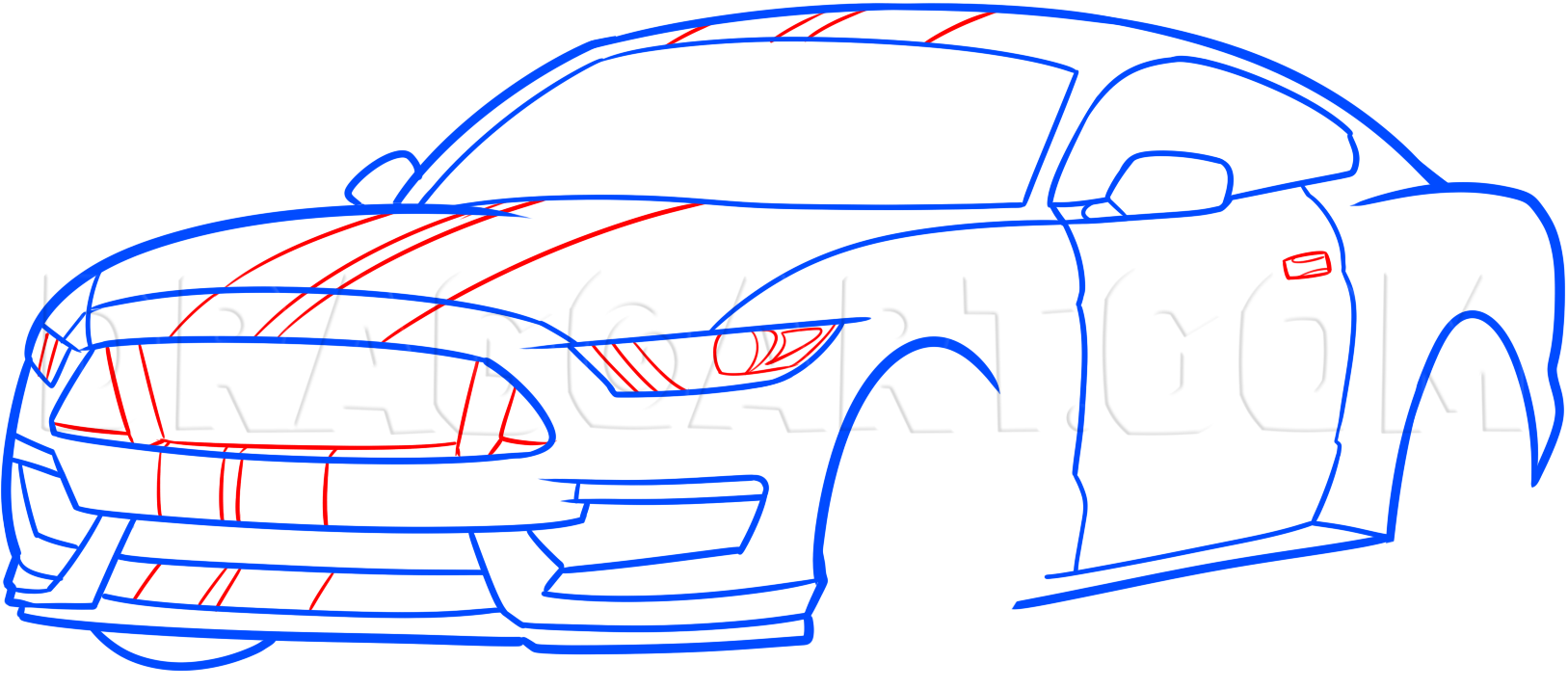 How To Draw A 2016 Shelby Mustang Step By Step Drawing Guide By Dawn Dragoart Com