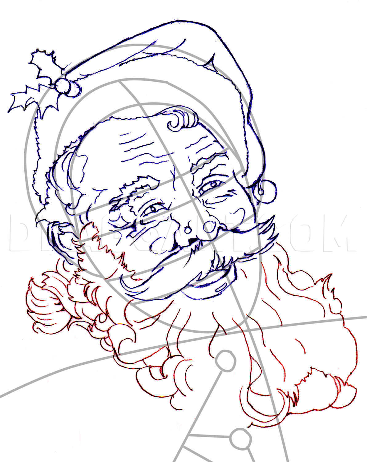 How To Draw A Realistic Santa, Santa Claus, Step by Step, Drawing Guide