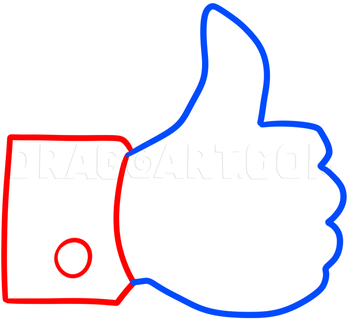 How To Draw A Thumbs Up, Facebook Like, Step by Step, Drawing Guide, by