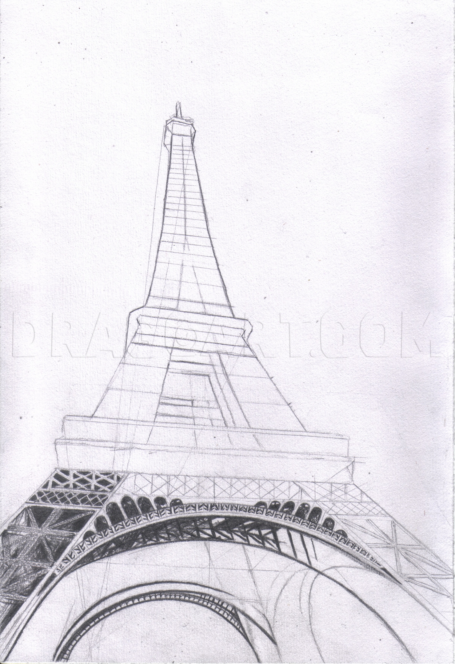 pencil sketch of eiffel tower