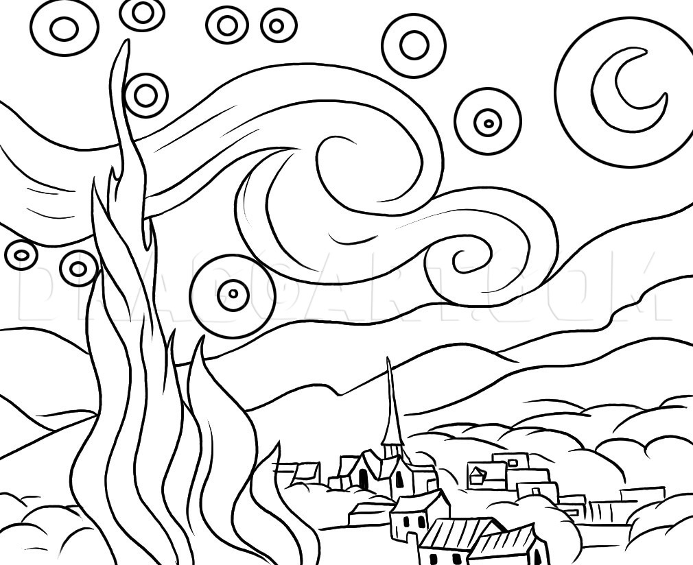 shooting starry night drawing