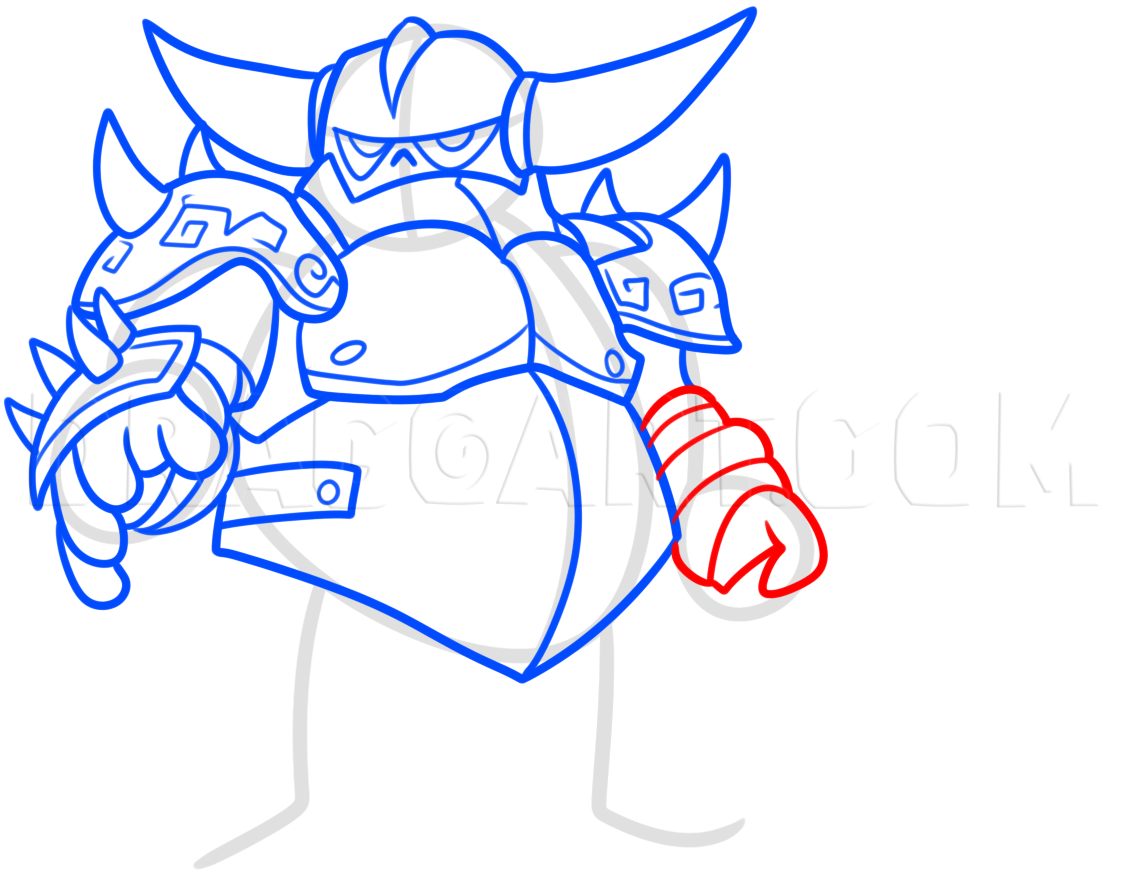 How To Draw Pekka From Clash Of Clans, Step by Step, Drawing Guide, by